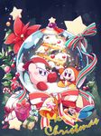  2boys artist_request bell bluh blush christmas christmas_tree hat kirby kirby_(series) merry_christmas multiple_boys nintendo no_humans present ribbon santa_hat smile snowglobe star waddle_dee 