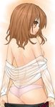  ass back bad_id bad_pixiv_id blush brown_eyes brown_hair cissnei crisis_core_final_fantasy_vii final_fantasy final_fantasy_vii kochiya_(gothope) panties parody solo style_parody underwear undressing 
