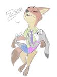  2017 anthro canine cellphone charliebarkinq clothed clothing disney duo eyes_closed fox half-closed_eyes hi_res judy_hopps lagomorph mammal nick_wilde pencil_(artwork) phone rabbit simple_background sketch sleeping sound_effects traditional_media_(artwork) white_background zootopia zzz 