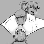  1girl anal android anus ass eyebrows fupoo group long_hair looking_back monochrome open_mouth penis ponytail pussy pussy_juice robot rockman rockman_(classic) roll tied_hair tongue tongue_out trio vaginal 