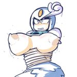  1girl android breasts fupoo helmet large_breasts mermaid monster_girl robot rockman rockman_(classic) simple_background solo splash_woman white_background 