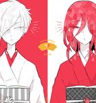  androgynous antarcticite cojimama houseki_no_kuni long_hair multiple_others red_eyes red_hair shinsha_(houseki_no_kuni) short_hair white_eyes white_hair 