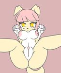  2016 anthro areola big_breasts breasts cute female fur hair inverted_nipples lucille_lilac lying mammal nipples nude on_back pink_hair pussy smile solo star_eyes v0yser yellow_eyes 