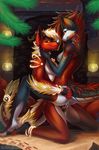 anthro breasts candle canine christmas cum dragon duo eye_contact female fireplace holidays horn hybrid inside kneeling male male/female mammal mane nipples nude orange_eyes sex side_boob tril-mizzrim wolf 
