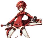  :o april_fools artist_request breasts cowboy_shot elsword elsword_(character) fingerless_gloves genderswap genderswap_(mtf) gloves highres holding holding_sword holding_weapon knight_(elsword) long_hair looking_at_viewer medium_breasts official_art open_mouth ponytail red_eyes red_hair red_shirt reverse_grip shirt solo sword thighhighs transparent_background weapon white_legwear zettai_ryouiki 