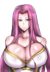  absurdres breasts cleavage fate/grand_order fate_(series) gggg gorgon_(fate) hair_intakes highres huge_breasts long_hair purple_eyes purple_hair rider solo upper_body 