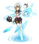  absurdres another_code_(elsword) black_capelet black_pants boots capelet elsword energy eve_(elsword) expressionless forehead_jewel full_body gloves highres moby_(elsword) official_art pants remy_(elsword) ress robot shirt short_hair solo thigh_boots thighhighs transparent_background white_footwear white_gloves white_hair white_shirt yellow_eyes 