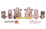  amato_nagi bag_of_chips blush braid breasts chibi cleavage commentary_request dated doll fate/grand_order fate_(series) from_behind gorgon_(fate) hood lamia large_breasts long_braid long_hair medusa_(lancer)_(fate) monster_girl mouth_hold multiple_girls multiple_persona multiple_views paper pegasus purple_eyes purple_hair rider sample single_braid snake_hair tape translation_request very_long_hair white_background 