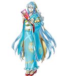  aqua_(fire_emblem_if) bangs blue_hair blue_kimono fire_emblem fire_emblem_heroes fire_emblem_if floral_print full_body hagoita hanetsuki highres holding japanese_clothes kaya8 kimono long_hair long_sleeves looking_at_viewer obi official_art paddle parted_lips sandals sash smile solo standing tabi transparent_background veil very_long_hair wide_sleeves yellow_eyes 