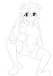  2017 agious anthro breasts canine clothing cute dog eyewear featureless_breasts female glasses jacket jewelry legwear looking_at_viewer mammal monochrome navel necklace pussy simple_background sitting sketch solo thigh_highs white_background 