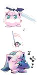  biohobo fur green_eyes hat jigglypuff jigglypuff_and_his_merry_band_of_idiots link loop_(jpahmboi) master_sword melee_weapon musical_instrument musical_note nintendo ocarina pink_fur pok&eacute;mon pok&eacute;mon_(species) sword the_legend_of_zelda video_games weapon 