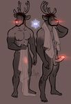  2017 anthro antlers balls bgn cervine erection facial_hair glowing glowing_nose glowing_penis horn humanoid_penis male mammal multiple_poses muscular muscular_male nude penis pose red_nose reindeer rudolph_the_red_nosed_reindeer solo standing tattoo towel 