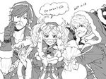  2boys bag bare_shoulders blush boots brother_and_sister christmas dress facial_hair fire_emblem fire_emblem:_kakusei fire_emblem_heroes gloves greyscale hair_ornament hood krom liz_(fire_emblem) long_hair looking_at_viewer male_my_unit_(fire_emblem:_kakusei) monochrome multiple_boys mustache my_unit_(fire_emblem:_kakusei) nezumoto open_mouth short_hair short_twintails siblings smile twintails 