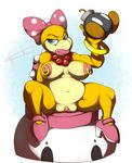  anthro areola big_breasts blue_eyes boots bow breasts classified-crud clothing digital_media_(artwork) female footwear high_heels jewelry koopa koopaling looking_at_viewer mario_bros necklace nintendo nipple_piercing nipples nude pearl_necklace piercing pussy ring scalie shoes sitting slightly_chubby smile solo video_games wendy_o_koopa 