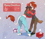  anthro big_breasts breasts brown_fur canine clother clothing dog female fur holidays hug huge_breasts jeans mammal pants stoopix 