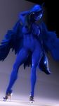  2017 abs anthro anthrofied breasts digital_media_(artwork) doctor-sfm equine female friendship_is_magic hair hi_res horn looking_at_viewer mammal my_little_pony navel nipples nude princess_luna_(mlp) solo winged_unicorn wings 