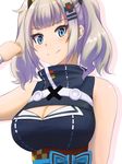  artist_name bad_id bad_pixiv_id blue_eyes blush breasts cleavage closed_mouth d-pad d-pad_hair_ornament eyebrows_visible_through_hair grey_hair hair_ornament kaguya_luna kaguya_luna_(character) large_breasts looking_at_viewer short_hair short_twintails smile solo toyatokage twintails twitter_username upper_body virtual_youtuber 