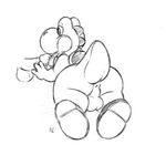  anus backsack balls butt clothing dinosaur disembodied_penis footwear greyscale kudo_the_fox licking male mario_bros monochrome nintendo nude open_mouth oral penis penis_lick sex shoes simple_background sketch solo_focus tongue tongue_out video_games white_background yoshi 