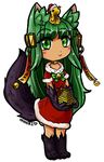  :&gt; absurdres animal_ears anubis_(monster_girl_encyclopedia) artist_name bangs bell blush bow bowtie chibi chinese_zodiac choker christmas closed_mouth collar commentary commission dress english eyebrows_visible_through_hair full_body fur fur_trim green_eyes green_hair green_neckwear hair_ornament happy_new_year hat heart heart_in_eye hhhori highres long_hair looking_at_viewer merry_christmas metal_collar monster_girl monster_girl_encyclopedia new_year paws pyramid red_dress santa_costume santa_hat short_sleeves signature simple_background snake_hair_ornament solo standing symbol_in_eye tail tail_raised very_long_hair white_background wolf_ears wolf_tail year_of_the_dog 