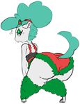  anthro big_butt blue_hair bluebell butt caprine christmas eyelashes female flying_sweatdrops hair holidays looking_back low_res makeup mammal open_mouth roy_mccloud sheep simple_background solo sweat sweatdrop white_background 