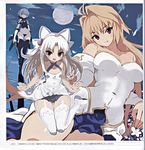  00s 3girls absurdres ahoge archetype_earth arcueid_brunestud bandage bare_shoulders black_panties blonde_hair blue_eyes blue_hair blue_legwear blush boots bow bow_panties breasts cleavage curvy detached_sleeves dress dual_wielding fang fate/apocrypha fate_(series) female flat_chest full_moon grin hair_bow hair_intakes halter_top halterneck happy highleg highleg_panties highres jack_the_ripper_(fate/apocrypha) large_breasts long_hair looking_at_viewer melty_blood miniskirt moon multiple_girls night no_bra open_mouth outdoors panties pointy_ears red_eyes sanada_taketo scan shiny_skin short_hair skirt sky smile standing string_panties tattoo thigh_boots thighhighs thong tsukihime type-moon underwear weapon white_hair white_legwear white_len 