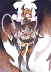  bare_shoulders black_wings boots commentary_request dark_angel_olivia elbow_gloves gloves granblue_fantasy hanarito orange_hair red_eyes short_hair simple_background snake solo sword thigh_boots thighhighs weapon white_background wings 