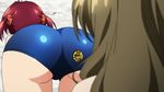  2girls all_fours animated animated_gif antenna_hair ass ass_shake badge bent_over blue_swimsuit booty butt_crack button_badge english grey_hair isshiki_akane large_ass long_hair multiple_girls nice_ass one-piece_swimsuit outdoors red_hair school_swimsuit scrunchie shinomiya_himawari shiny shiny_clothes short_hair short_twintails swimsuit thigh_gap thighs twintails vividred_operation wide_hips 
