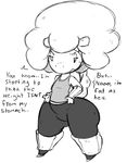  anthro big_butt big_hair bluebell butt caprine clothing dialogue english_text eyelashes female flat_chested hair leg_warmers legwear mammal roy_mccloud sheep short_stack solo spats sweat sweatdrop text thick_thighs wide_hips 