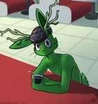  antlers atherol axey beverage diner fur green_fur hat horn jackalope lagomorph mammal soda 
