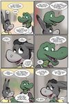  2017 alligator angie_(study_partners) anthro breasts buckteeth comic crocodilian cub donkey english_text equine fangs female green_eyes jennifer_(study_partners) mammal open_mouth reptile scalie speech_bubble study_partners teeth text thunderouserections tongue young 