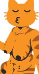  &lt;3 abstract_background big_breasts black_skin breasts brown_fur cat_emoji emoji feline female fur furrymoan mammal nude selfie slightly_chubby stripes yellow_fur 