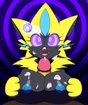  2017 anthro areola big_breasts breasts cum cum_on_breasts cum_on_face dr._chaos fangs female fur glowing glowing_eyes hypno hypnosis legendary_pok&eacute;mon male male/female mind_control nintendo nipples nude open_mouth pendulum penis pok&eacute;mon pok&eacute;mon_(species) sex titfuck video_games whiskers yellow_fur zeraora 