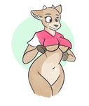  anthro bottomless breasts cervine clothed clothing deer donna female mammal notsafeforpika solo standing under_boob 