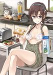  :d bacon bangs blue_eyes blue_hairband blush bread breasts chair cherry_tomato closed_mouth coffee_pot commentary_request container counter crossed_legs day food fujita_hidetoshi glasses hairband halter_top halterneck holding indoors kitchen kitchen_scale knife lettuce licking_lips long_hair looking_at_viewer makinami_mari_illustrious medium_breasts milk_carton neon_genesis_evangelion open_mouth overalls pasta pepper_shaker plate rebuild_of_evangelion red-framed_eyewear salt_shaker scale sitting smile solo spaghetti star star_print stove sunlight sunny_side_up_egg table toaster tongue tongue_out translation_request underboob weighing_scale white_bikini_top window wooden_floor 