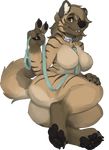  2017 4_toes 5_fingers alpha_channel anthro barefoot biped black_claws black_nose black_pawpads breasts brown_eyebrows brown_fur brown_hair brown_stripes brown_tail claws collar digital_media_(artwork) eyebrows featureless_breasts female fur gesture gloves_(marking) hair hand_on_leg hi_res holding_leash holding_object hyena leash looking_at_viewer lying mammal markings multicolored_fur naturally_censored nude on_side pawpads paws pose seth-iova short_hair simple_background slightly_chubby smile snout solo striped_fur striped_hyena stripes tan_fur teeth toe_claws toes transparent_background v_sign vignette_(character) 