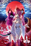  animal_ears ass caster_(fate/extra) dress fate/extra fate/extra_ccc fate/stay_night horns kokutou_mimi lancer_(fate/extra_ccc) open_shirt pantsu pointy_ears see_through tail yukata 