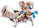  :o absurdres armor blonde_hair blue_eyes blue_ribbon boots cannon chung_seiker elsword full_armor full_body gloves highres holding holding_weapon huge_weapon iron_paladin_(elsword) long_hair male_focus official_art open_mouth red_ribbon ress ribbon solo standing thigh_boots thighhighs transparent_background weapon 