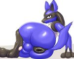  2017 anthro anus balls big_anus big_balls big_butt butt digital_media_(artwork) fur huge_butt hyper hyper_anus looking_at_viewer looking_back lucario male mocri nintendo nude pok&eacute;mon pok&eacute;mon_(species) pucker puffy_anus simple_background solo thick_thighs video_games voluptuous white_background wide_hips 