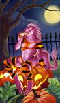  2017 anthro candy claws dinosaur dragonasis erection food fruit halloween holidays looking_at_viewer male penis pumpkin scalie solo teeth theropod tongue tongue_out tyrannosaurus_rex 