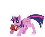  2017 alpha_channel animated book cutie_mark english_text equine feathered_wings feathers female feral friendship_is_magic hair horn looking_at_viewer mammal multicolored_hair my_little_pony simple_background solo szafir87 text transparent_background twilight_sparkle_(mlp) winged_unicorn wings 