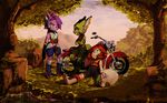  anthro basset_hound canine carol_tea clothed clothing dog dragon feline female freedom_planet freedom_planet_2 mammal milla_basset motorcycle residentevilffs sash_lilac signature tree vehicle video_games wildcat 