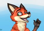  2017 anthro bust_portrait canine chest_tuft close-up detailed digital_media_(artwork) disney fluffy fox gradient_background hi_res looking_back male mammal meme nick_wilde open_mouth portrait raised_arm reaction_image red_fox rufustech_(artist) shaded simple_background sketch smile tuft zootopia 