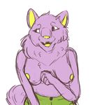 2017 anthro areola big_breasts blush breasts canine chow chow_chow clothing cute digital_media_(artwork) dog esprit-arait female fur hi_res iris_the_chow mammal nipples open_mouth simple_background slightly_chubby smile thick_thighs tongue voluptuous 