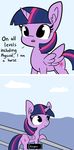  2017 absurd_res captain_obvious caption cloud collage cute cutie_mark dialogue english_text equine eyelashes feathered_wings feathers female friendship_is_magic hair hi_res horn looking_at_viewer makeup mammal mascara mountain multicolored_hair my_little_pony open_mouth outside railing sky solo teeth text tjpones tongue twilight_sparkle_(mlp) winged_unicorn wings 