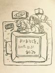  2girls arawi_keiichi cat child multiple_girls new_year professor_shinonome robot sakamoto_(nichijou) shinonome_nano sleeping 