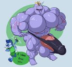  2016 abs anthro anthrofied balls biceps big_balls big_muscles big_penis clothed clothing duo erection erection_under_clothes fully_clothed guzreuef hi_res huge_penis humanoid_penis hyper hyper_muscles hyper_penis machoke male male/male muscular muscular_male nintendo open_mouth pecs penis pok&eacute;mon pok&eacute;mon_(species) pok&eacute;morph shirt shorts speech_bubble teeth tenting thong torn_clothing vein video_games 