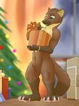  2017 5_fingers absurd_res anthro barefoot black_nose brown_fur claws clothed clothing cute digital_media_(artwork) featureless_crotch feet feetpaw fur hair happy hi_res krazykurt male mammal marten mustelid open_mouth outside pawpads paws pine_marten quoll smile toes weasel yellow-throated_marten 