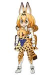  1girl beast_wars blonde_hair cheetor crossover kamizono_(spookyhouse) kemono_friends serval_(kemono_friends) skirt transformers 