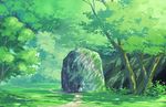  against_rock black_hair black_skirt blouse bush commentary day facing_viewer forest grass hat long_sleeves nature outdoors path pleated_skirt red_hat road rock scenery shameimaru_aya short_hair sitting skirt solo suzu_(susan_slr97) tokin_hat touhou white_blouse wings 