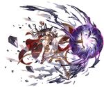  animal_ears ass bangs black_hair boots breasts cape detached_sleeves erune full_body gloves granblue_fantasy gun high_heel_boots high_heels holding holding_weapon ilsa_(granblue_fantasy) leg_up long_hair long_sleeves medium_breasts minaba_hideo official_art pants red_eyes sideboob solo torn_clothes transparent_background twisted_torso uniform weapon 